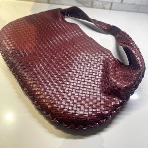 Designer style maroon woven oversized hobo bag